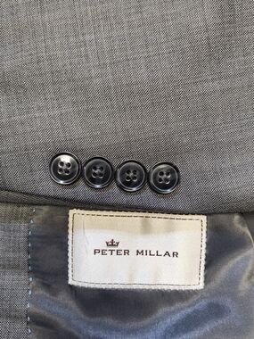 Peter Millar Blazer Mens 46R Slate Gray Plaid Wool Dress Jacket Suit Sport Coat